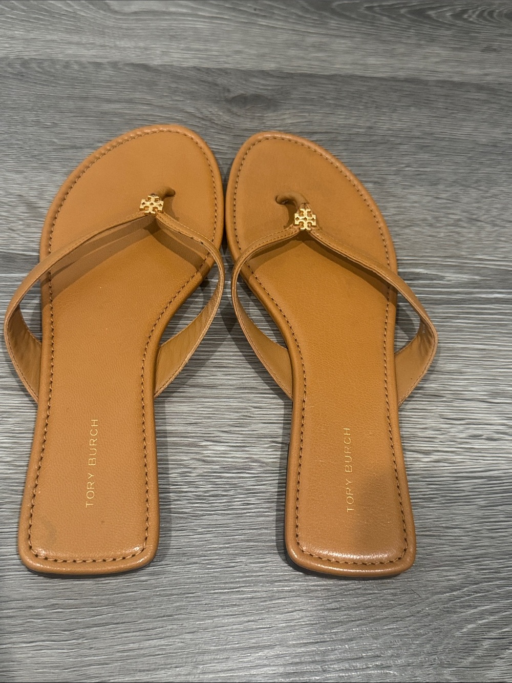 Tory Burch Tan Leather Classic Flip Flop
